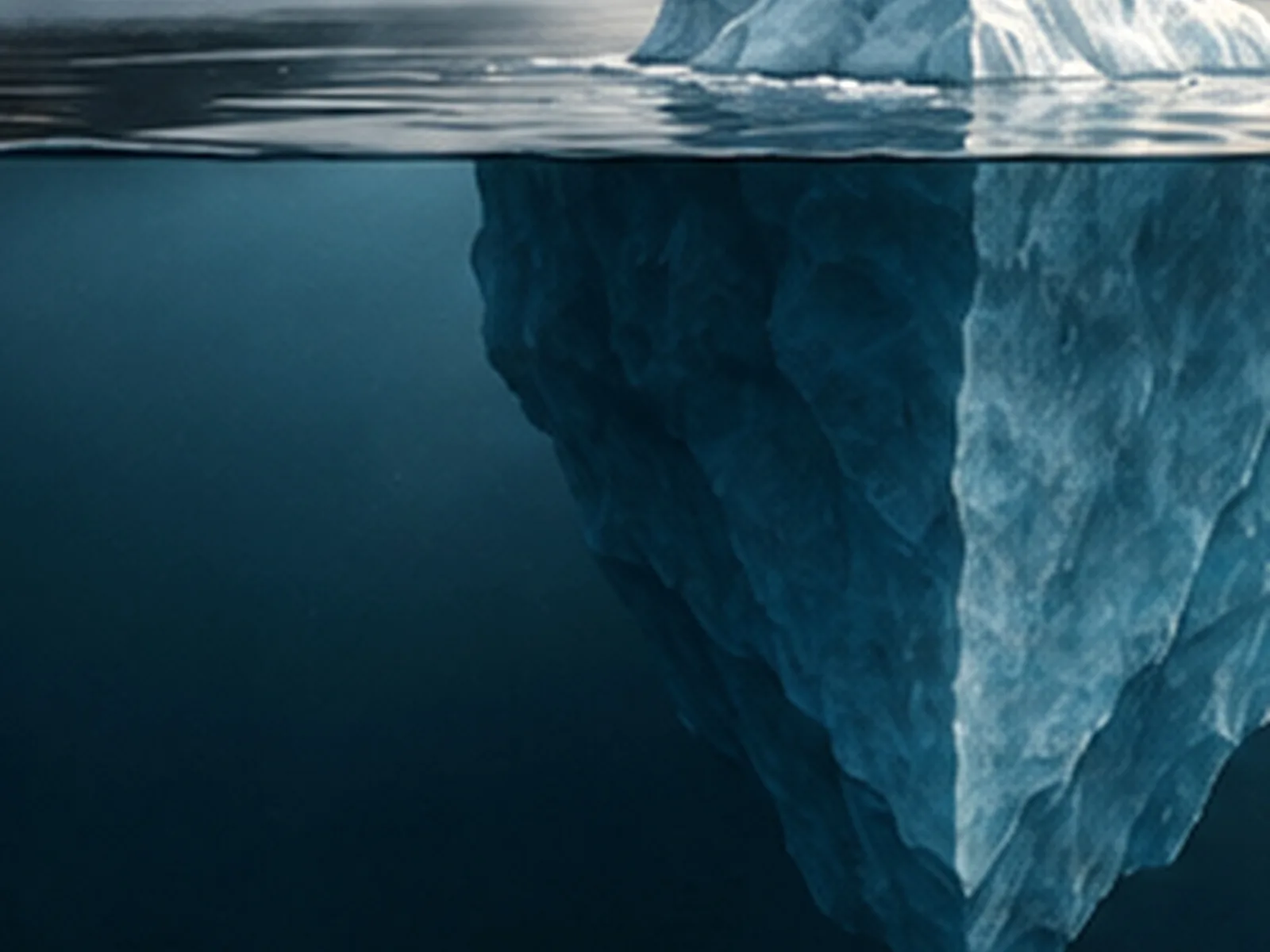Un iceberg dont la masse principale se trouve sous la surface